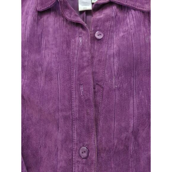 Coldwater Creek Purple Plum Suede Button Up Jacket Fully Lined Women's Size L - Picture 5 of 8